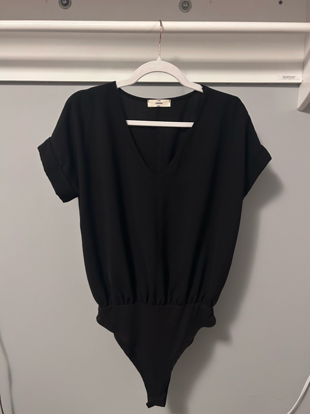 Entro Black V-Neck Short-Sleeve Bodysuit